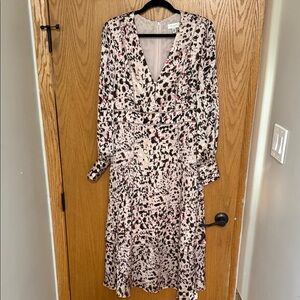 Ted Baker Pink and Black Animal Print Long Sleeve Dress